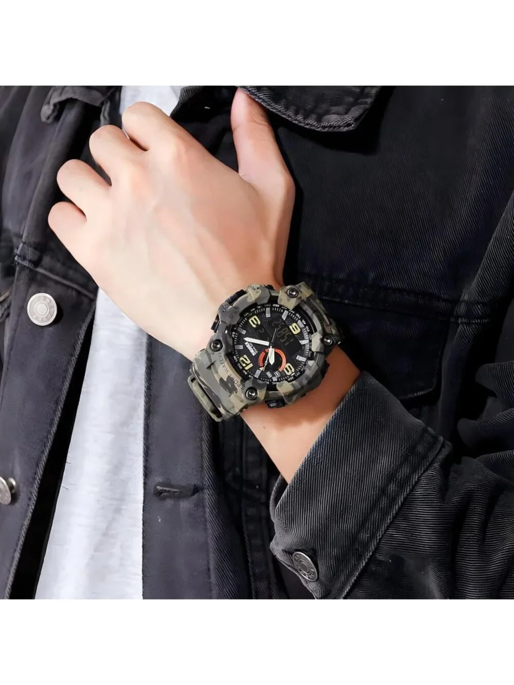 Men's Camouflage&Green Analog Quartz S-Shock Waterproof Sports LED Digital Watch